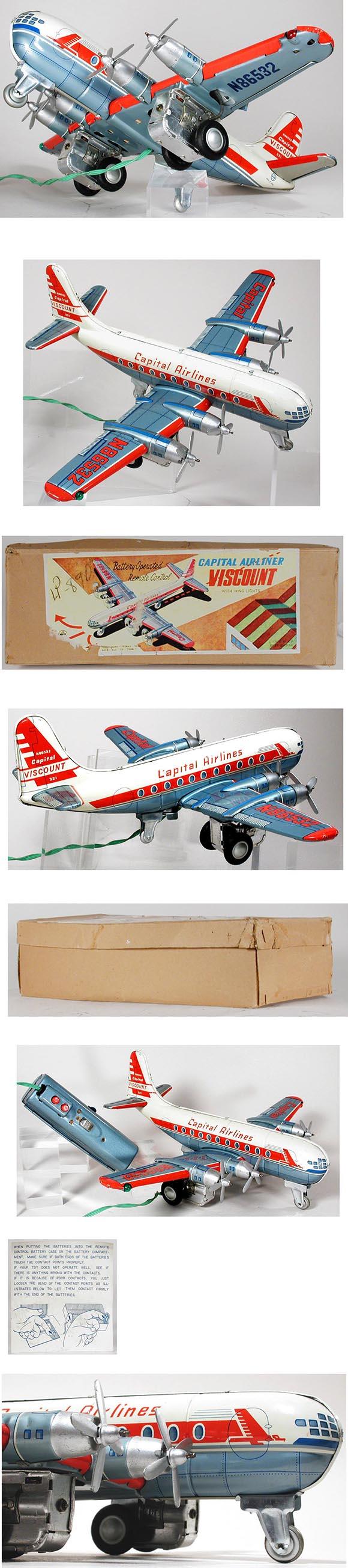 c.1954 Linemar, Battery Operated Capital Airliner Viscount in Original Box